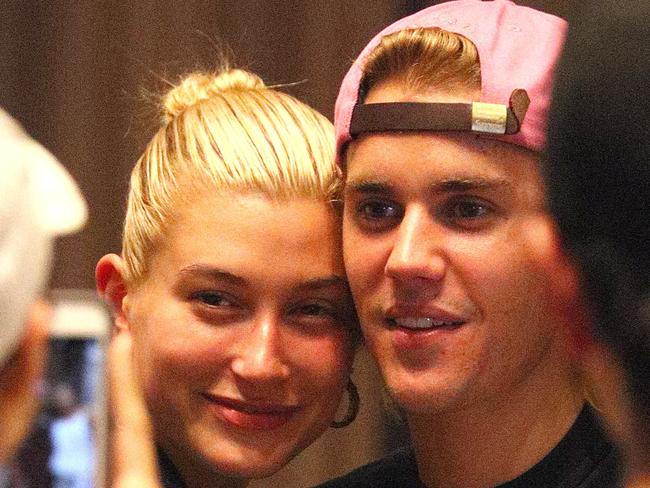 Justin Bieber and Hailey Baldwin posed for fan photos in New York over the weekend. Picture: Mega