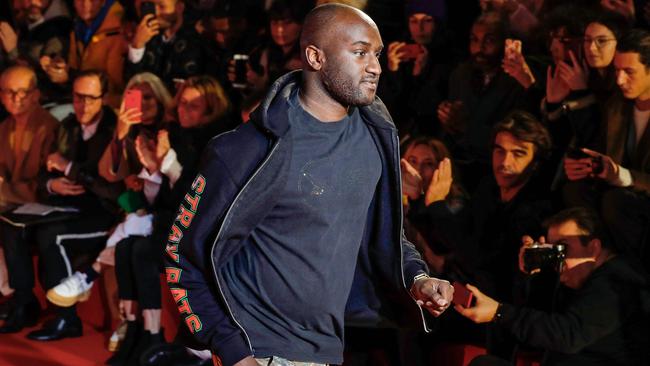 Virgil Abloh acknowledged applause following the presentation of the men's Fall/Winter 2018/2019 collection he designed for Off White, in Paris. Picture: Farncios Guillot/AFP