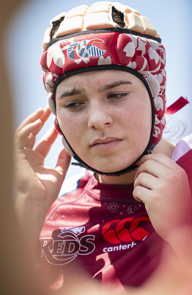 Taleah Ackland of Queensland Reds as Downs Rugby host Next Gen 7s at Toowoomba Sports Ground, Saturday, October 12, 2024. Picture: Kevin Farmer