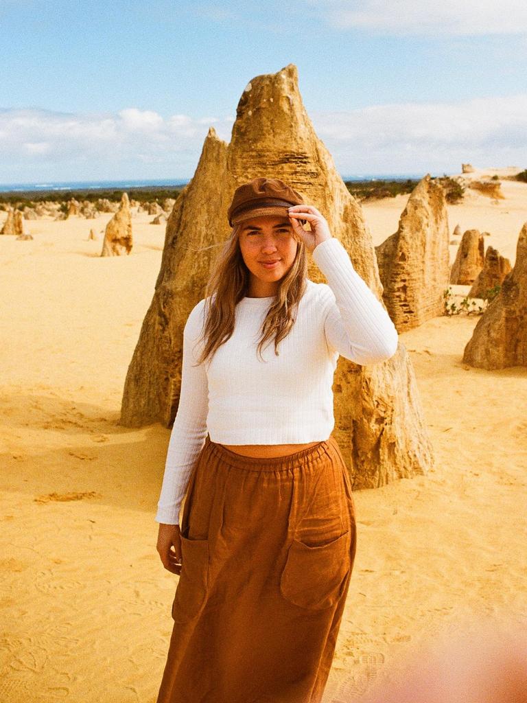 Ashley Swallow sight seeing at The Pinnacles Desert in WA. Picture: Instagram: @ashleyswallow