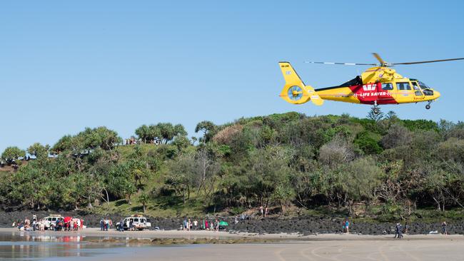 The scene at Fingal beach during the emergency. Photo: Vi Wilson