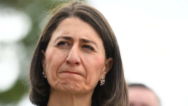 Premier Gladys Berejiklian hit out at Labor, calling their stadium plan “reckless”. Picture: AAP Image/Dean Lewins