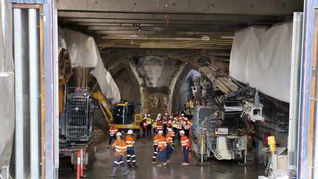 Inside the Adelaide St tunnel for the Brisbane Metro. Picture: Liam Kidston