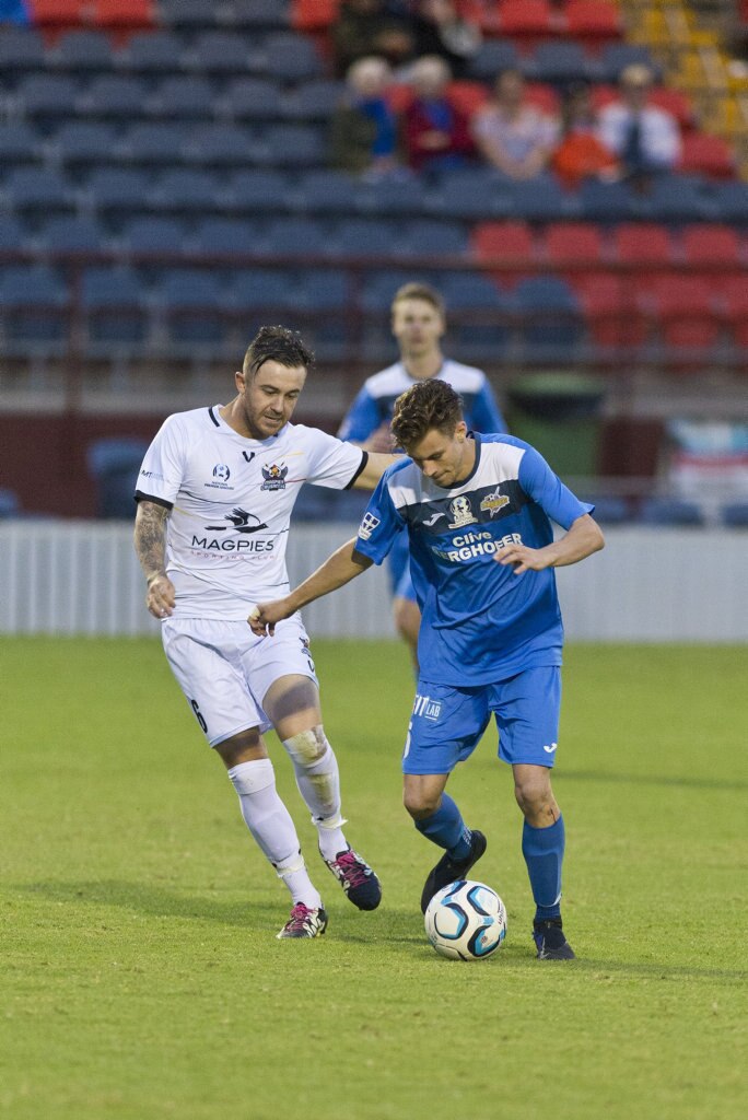 Wade Hall for South West Queensland Thunder against Magpies Crusaders in NPL Queensland men round five football at Clive Berghofer Stadium, Saturday, March 2, 2019. Picture: Kevin Farmer