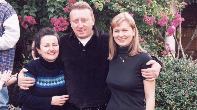 Rescanned picture of murdered Russian businessman Gennadi Bernovski with wife and Kerry Smith. Pic supplied