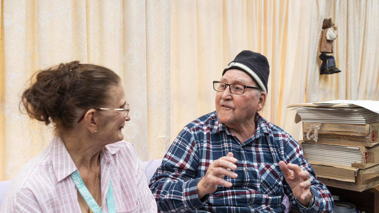 Margie Travers and Arno Riddel met through In Greater Company, a free volunteer program designed to connect seniors with caring volunteer visitors who are looking for genuine friendships and meaningful connections, Wednesday, May 8, 2024. Picture: Kevin Farmer