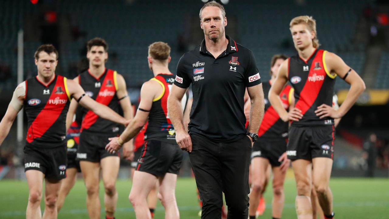 Ben Rutten leaves the ground after his side was smashed by Port Adelaide. Picture: Getty Images