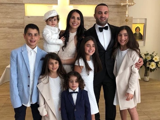 Leila and Daniel Abdallah with children Antony (left), Angelina (right) and sister Sienna (8, left, front). Supplied by Daniel Abdallah