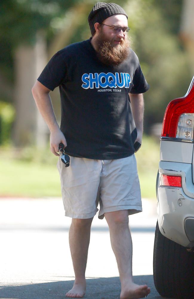 Angus T. Jones was unrecognisable from his Two And A Half Men days as he strolled around LA barefoot and sporting a thick bushy beard this week. Picture: Coleman-Rayner