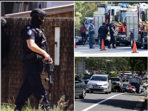 Emergency services at the scene of a siege at Capalaba