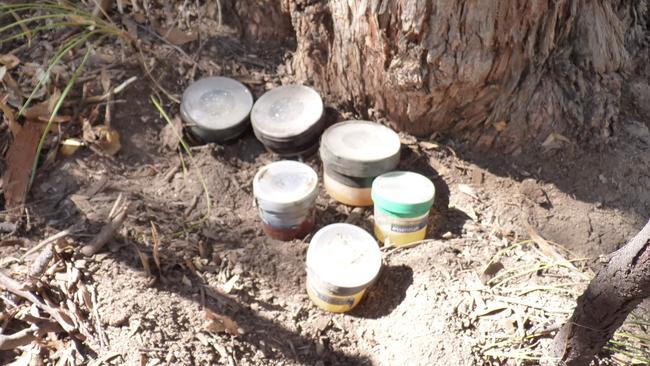 A massive cache of methamphetamine, cocaine and ecstasy worth $90 million was discovered buried in the Adelaide Hills in 2013. Picture: SA Police