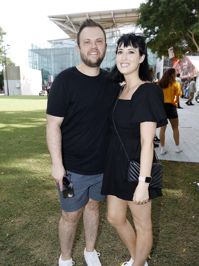 David White and Tenille Clark at the Ed Sheeran concert at Suncorp Stadium. Picture: Josh Woning