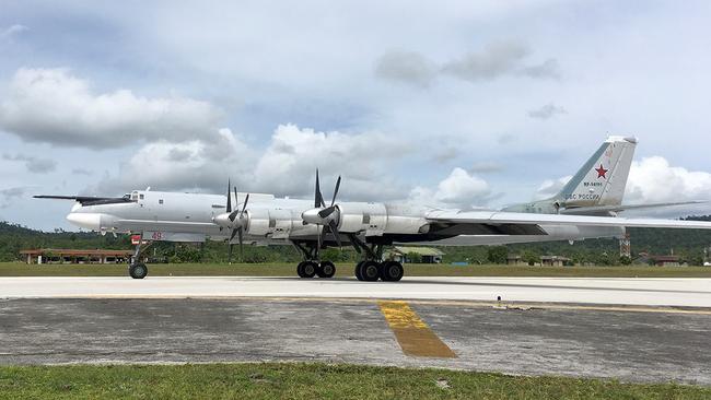 A Russian Tu-95 bomber on Biak Island in 2017. Picture: Russian Defence Ministry