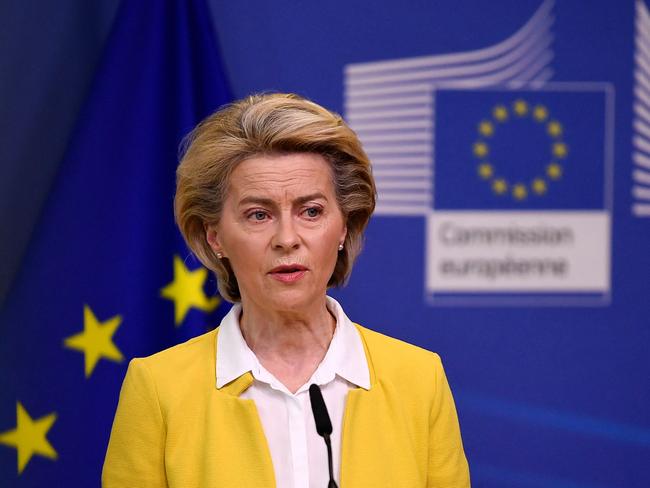 European Commission President Ursula von der Leyen is favouring the Pfizer vaccine amid issues with supply and safety of AstraZeneca and Johnson & Johnson’s vaccines. Picture: AFP