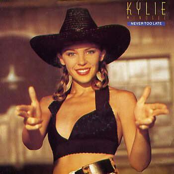 Minogue on the cover of her 1989 Never Too Late hit single. Picture: Supplied/Mushroom records  