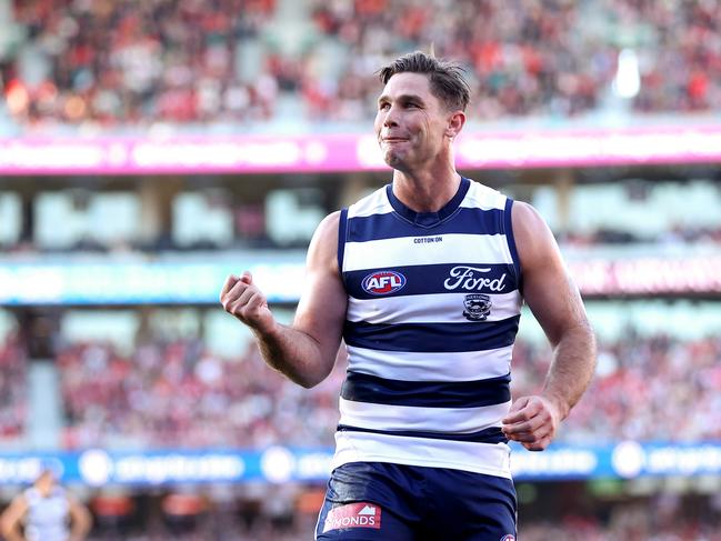 Tom Hawkins and the Cats got off to a fast start. Picture: Brendon Thorne/AFL Photos/via Getty Images.