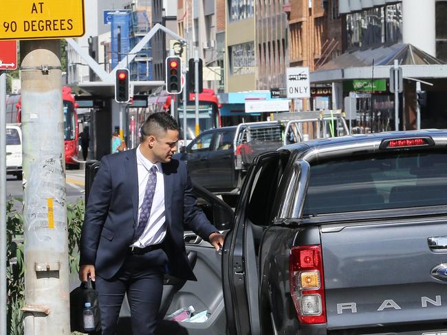 Jarryd Hayne often arrived and left court in a Ford Ranger ute. Picture NCA NewsWire / Peter Lorimer