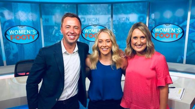 Clint Stanaway, Carlton AFLW star Lauren Arnell and Lauren Wood. Pic: Facebook