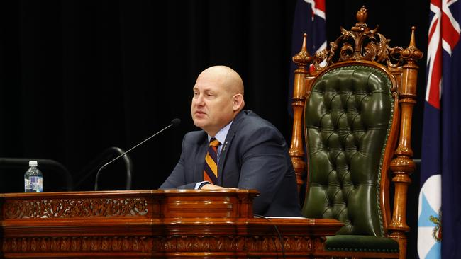 Speaker of the House and member for Mulgrave Curtis Pitt appeared unwell during the regional sitting of Queensland Parliament, held at the Cairns Convention Centre. Picture: Brendan Radke