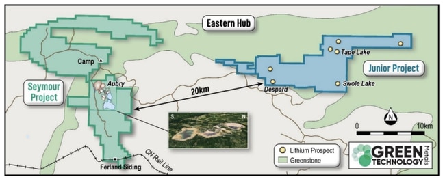 Geographical position to Seymour and prospects. Pic: Green Technology Metals