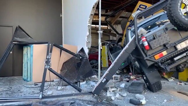 Scene after ‘out-of-control’ car smashes through Gold Coast building