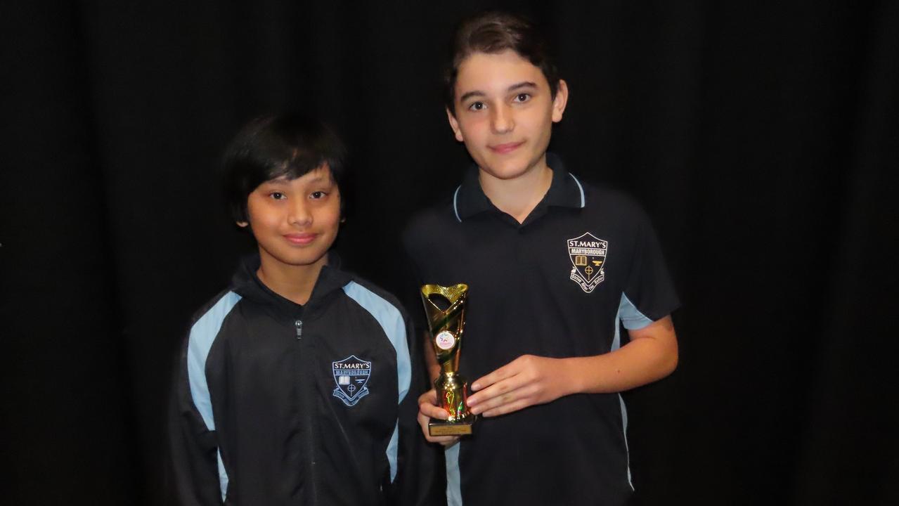 Seth Recinto and Leo Rossi from St Mary's Maryborough Senior Strings. The school placed 3rd in their category at the Maryborough Eisteddfod.