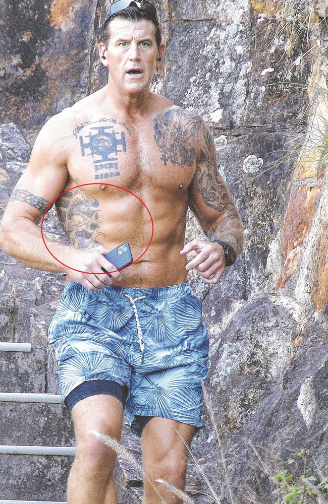 Ben Roberts-Smith said his tattoos helped link him to articles alleging a soldier called “Leonidas” kicked a detainee off a cliff and had him executed. Picture: Tertius Pickard