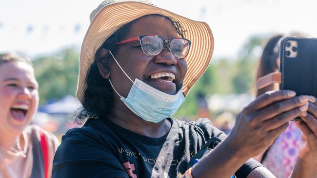 Local parents turn out as the Barunga Schoolkids Choir is the first act of a weekend of Music, Sport and Culture at the Barunga Festival. Picture Glenn Campbell