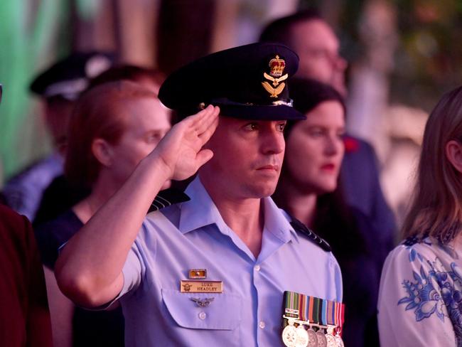 Anzac Day 2025. Dawn service Anzac Park Townsville. Wing Commander Luke Headley. Picture: Evan Morgan