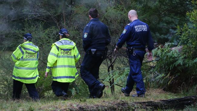 Police scoured parts of the Royal National Park after human remains were found in a burned out car early Tuesday. Picture: NCA Newswire / Gaye Gerard