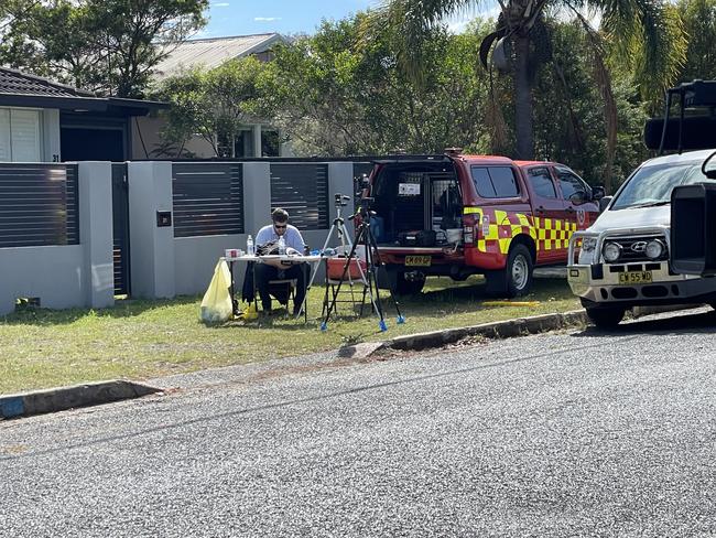 Investigators remain at the scene on Terry Ave. Picture: Fiona Killman