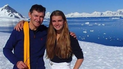 Dr Jim Ferry, with his daughter Annika during a trip to Antarctica. He said he was “humbled” by her a achievements inside and outside of university. Picture: Facebook