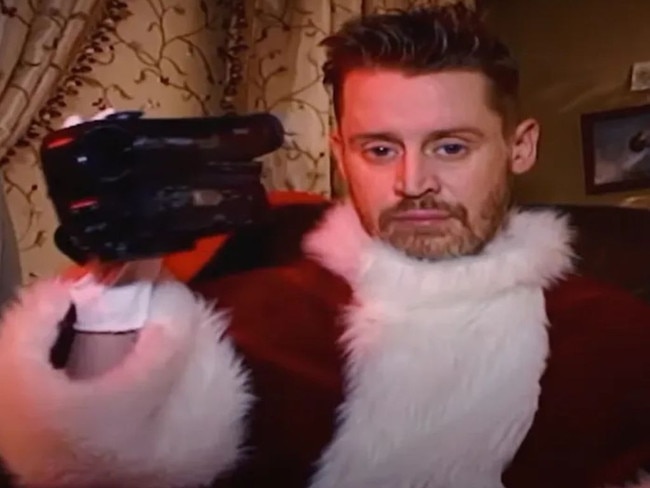 Macaulay Culkin made a cameo as Santa Claus in the video. Picture: YouTube