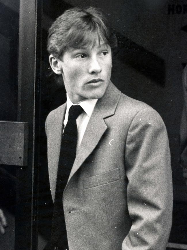 Apprentice jockey Gus Philpot attends an inquiry into the horse switch in 1984.