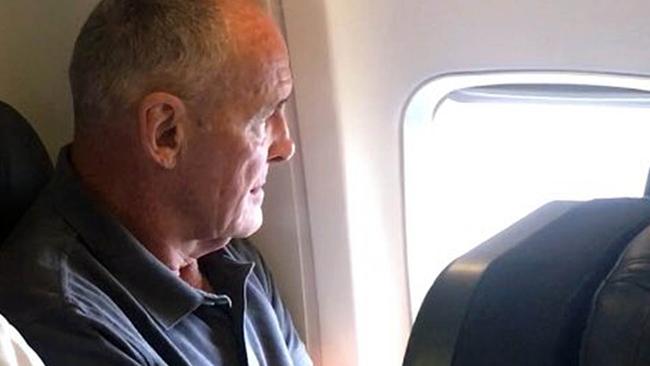 Chris Dawson on his flight to Sydney from Queensland. Picture: Seven News