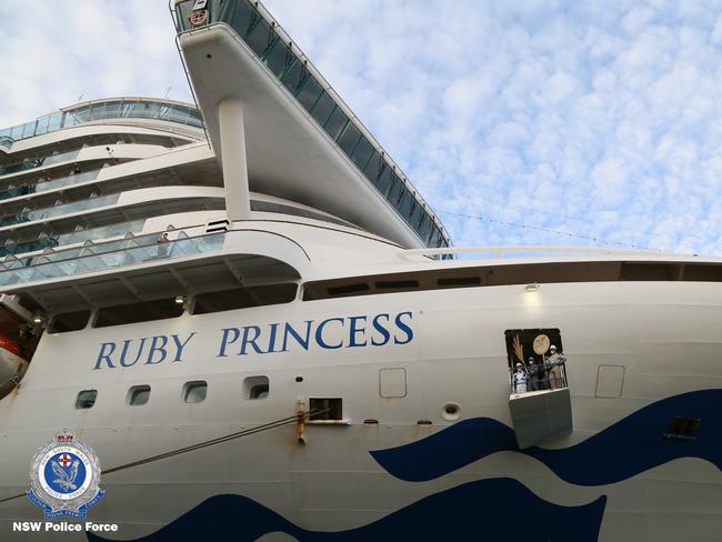 The Ruby Princess at Port Kembla in Wollongong. Picture: AAP.