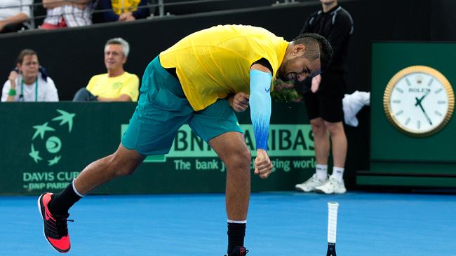 Laver is a fan of Nick Kyrgios, who has been left out of next week’s Davis Cup tie. Picture: Getty