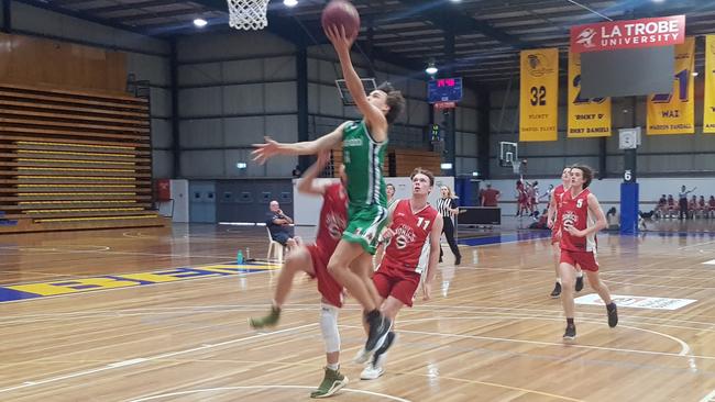 Warrnambool and Sale meet at the Under 18 Victorian Country Basketball Championships. Picture: Ben Higgins