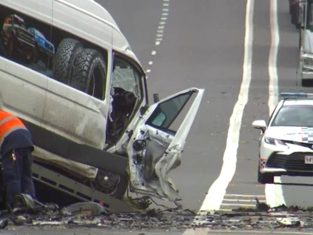 A crash at Owanyilla on the Fraser Coast. Picture: 7News