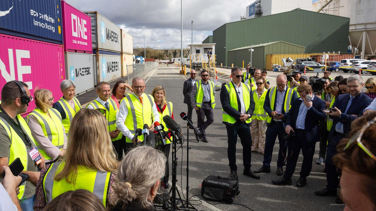 Anthony Albanese was again asked about the fall during a press conference later in the seat of Bullwinkel. Picture: Mark Stewart / NewsWire
