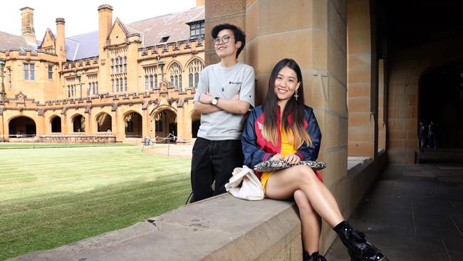 Nicky Zhang, 23, left, and Yiling Wang, 23, were postgraduate students from Shanghai studying at Sydney University in 2018. Picture: James Croucher