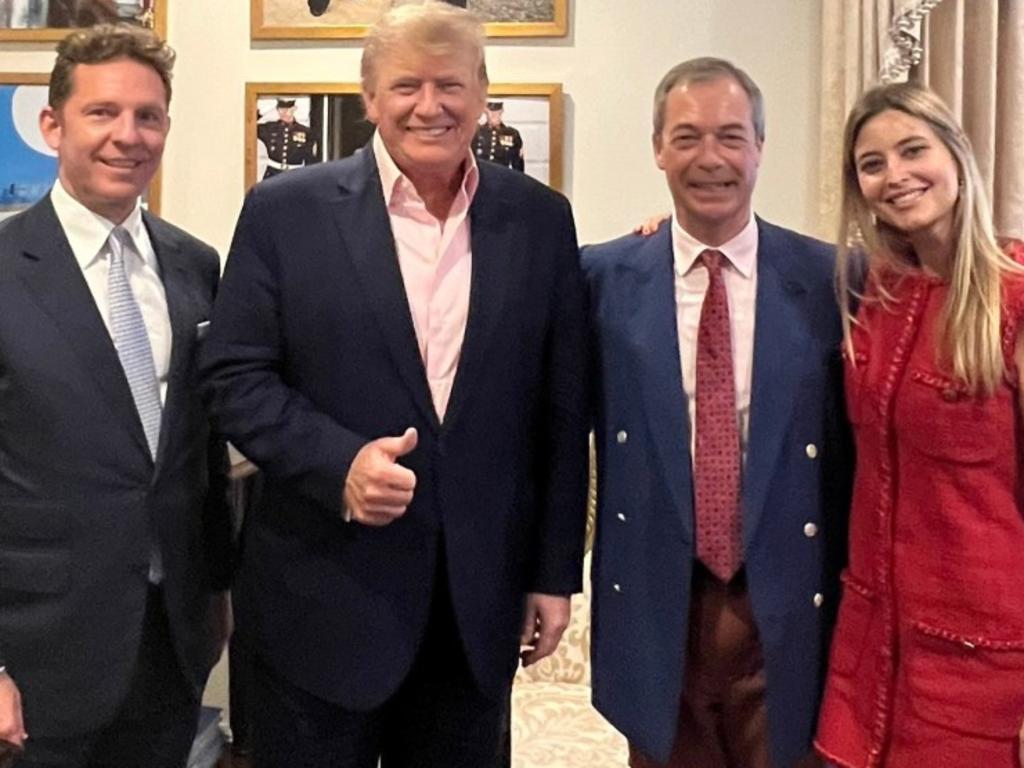 Holly Valance with husband Nick Candy, Donald Trump and Nigel Farage. Picture: X