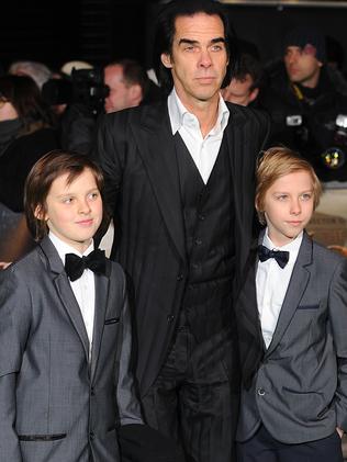Nick Cave and sons, Earl and Arthur. Picture: Supplied