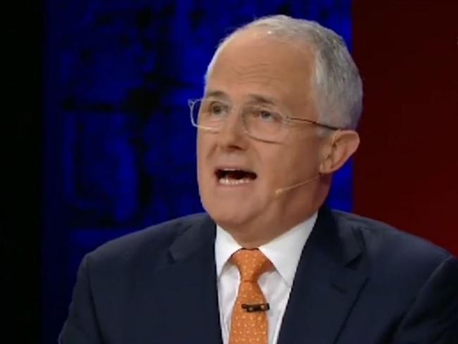 Malcolm Turnbull waffles his way through last night’s Q&amp;A. Picture: ABC