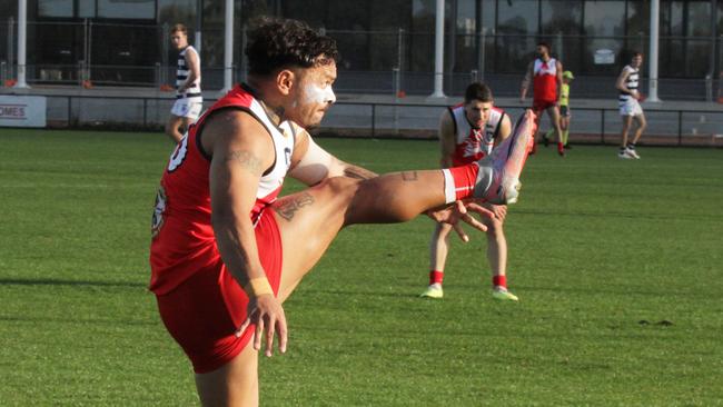 Former Robinvale Euston player Isaiah Johnson ran riot for his new club Red Cliffs. Picture: Glenn Milne (supplied)