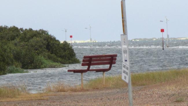 The scene of the rescue of the nine fishermen who were trapped by the rising tide at St Kilda. All survived uninjured. Picture: Robyn Cook