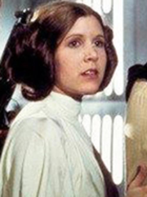 Carrie Fisher as Princess Leia Organa.