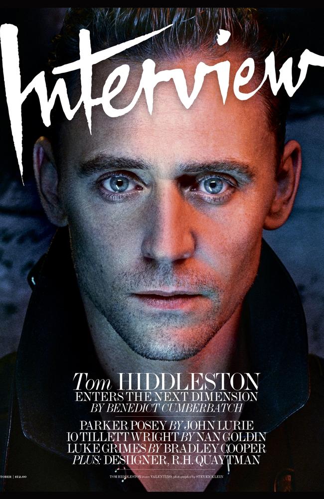 Tom Hiddleston for the October 2016 issue of Interview Magazine. Picture: Steven Klein/Interview Magazine