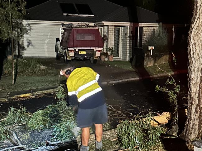 Tweed Shire Council workers cleaning up the debris. Picture: Nikki Todd.