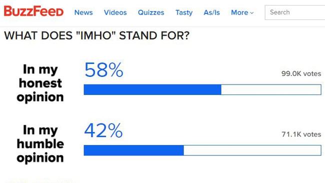 The results of the Buzzfeed poll don’t reflect the true meaning of IMHO. (Pic: Supplied)